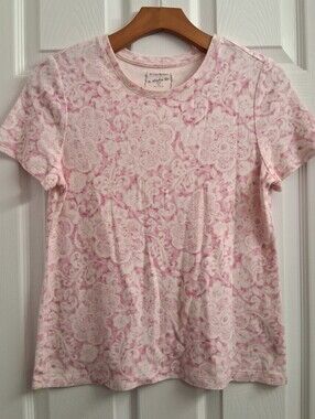 Studio Works Light Pink Patterned T Shirt Top  Petite Small